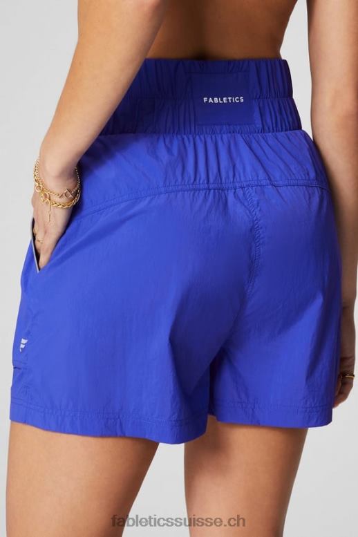 femmes short en nylon passepoilé à taille ultra haute B0B6R605 argent royal/réfléchissant extrême Fabletics
