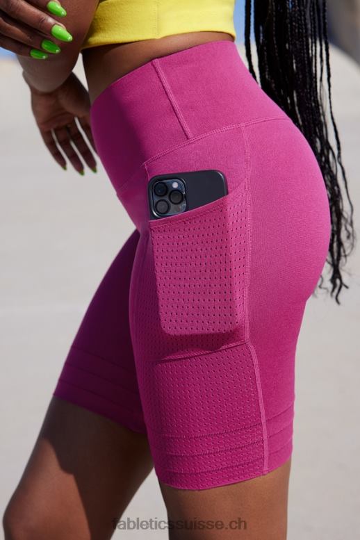 femmes short à poche taille haute en maille sculpturale B0B6R544 noir/blanc classique Fabletics