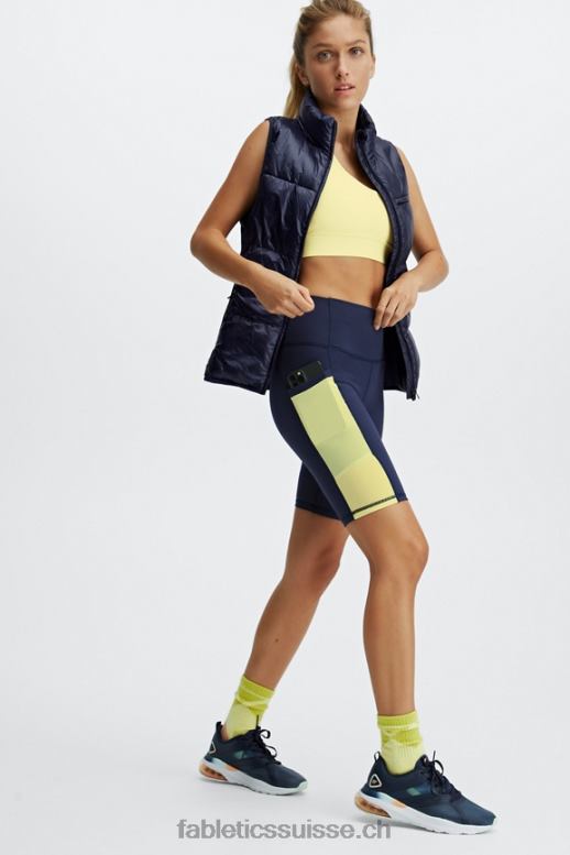 femmes short taille haute 9\'\' powerhold en déplacement B0B6R516 bleu marine foncé/crème au citron Fabletics