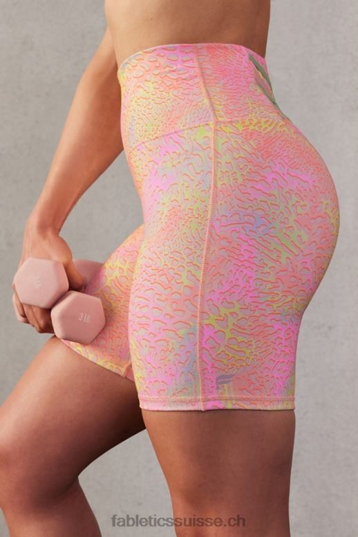 femmes short taille haute boost powerhold 6\'\' B0B6R411 léopard corail/crème au beurre rose/citron vert Fabletics