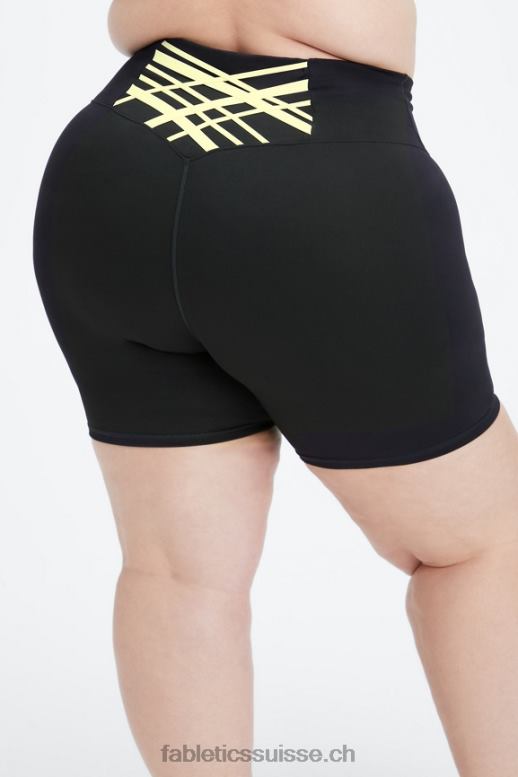 femmes short taille haute boost powerhold 6'' B0B6R422 crème noire/citron Fabletics