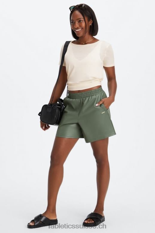 femmes short taille haute en cuir vegan B0B6R357 teinte rose/sable Fabletics