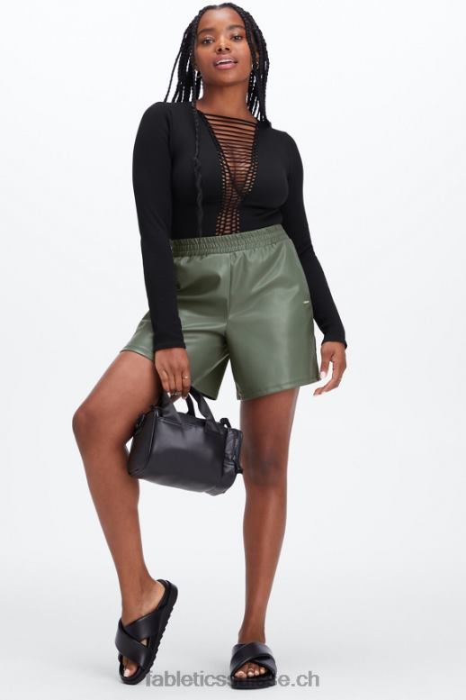 femmes short taille haute en cuir vegan B0B6R357 teinte rose/sable Fabletics