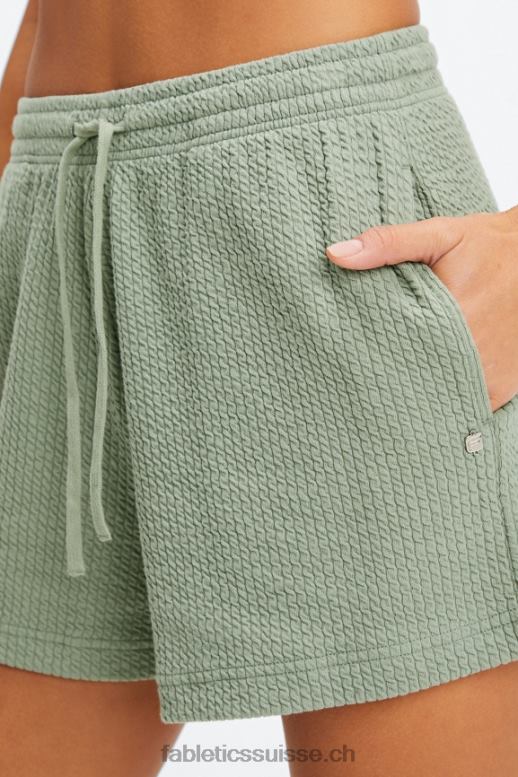 femmes short taille haute en maille froissée B0B6R483 logo tigresse de cacao/cacao Fabletics