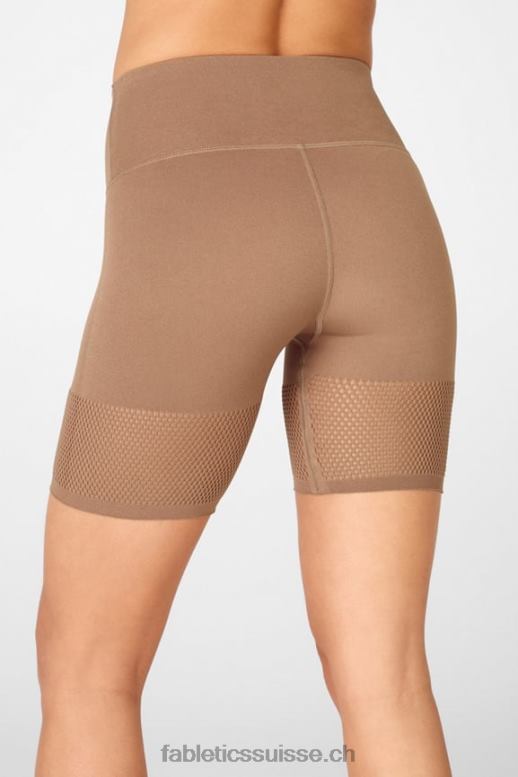 femmes short taille haute en maille sculpturale B0B6R586 bleu marine/logo réfléchissant Fabletics