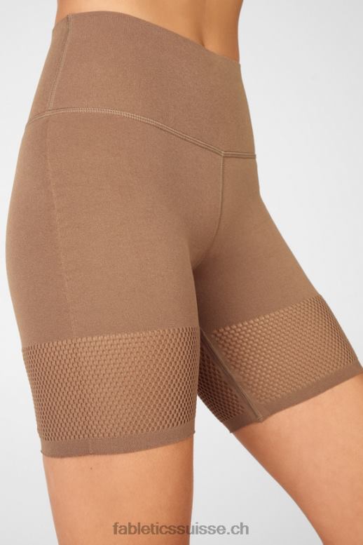 femmes short taille haute en maille sculpturale B0B6R586 bleu marine/logo réfléchissant Fabletics