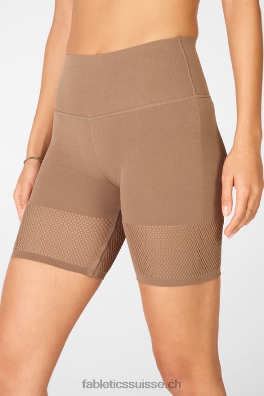 femmes short taille haute en maille sculpturale B0B6R586 bleu marine/logo réfléchissant Fabletics