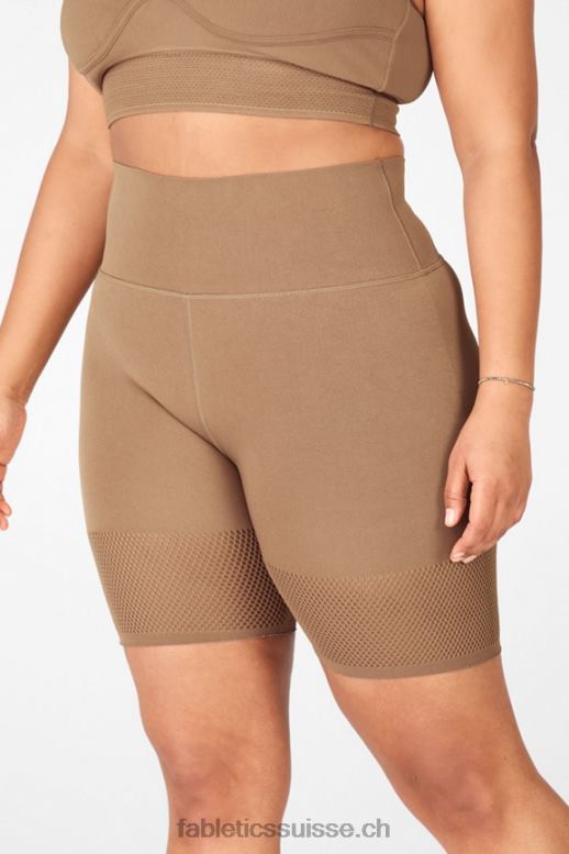 femmes short taille haute en maille sculpturale B0B6R587 bleu marine/logo réfléchissant Fabletics