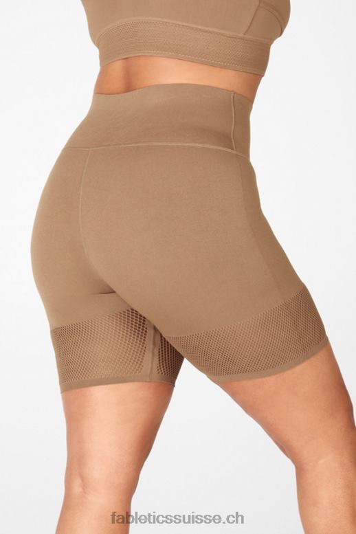 femmes short taille haute en maille sculpturale B0B6R587 bleu marine/logo réfléchissant Fabletics