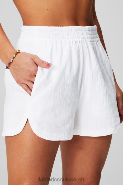 femmes short taille haute en voile de coton B0B6R245 vert fumé/pomme aigre Fabletics