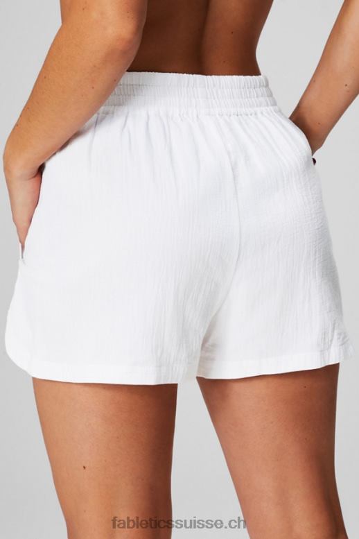 femmes short taille haute en voile de coton B0B6R245 vert fumé/pomme aigre Fabletics