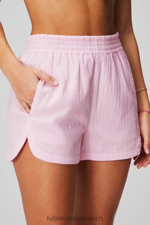 femmes short taille haute en voile de coton B0B6R246 noir/écorce de saule Fabletics