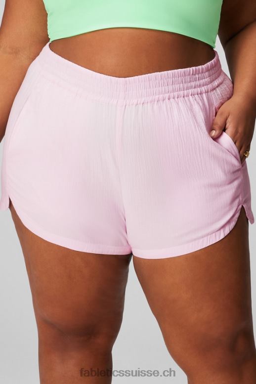 femmes short taille haute en voile de coton B0B6R247 coque souple/logo réfléchissant Fabletics