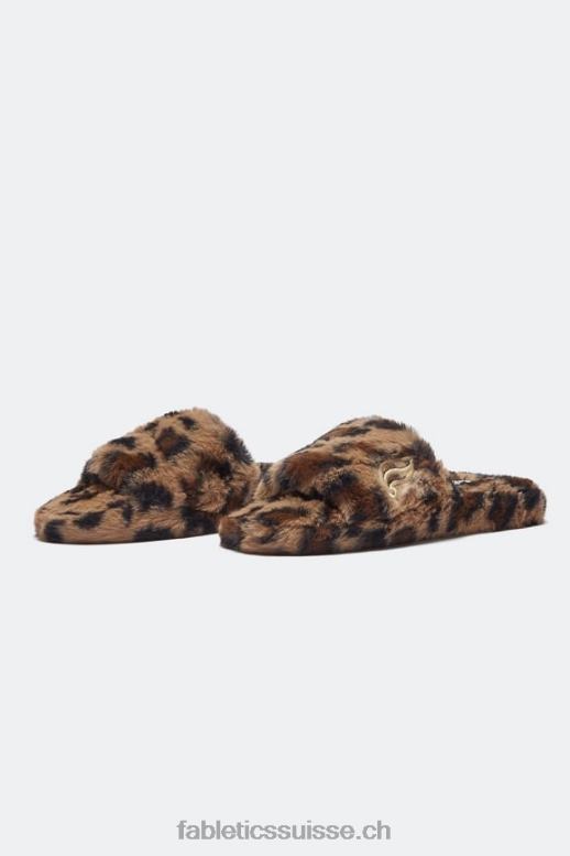 femmes pantoufle de fourrure B0B6R2948 léopard Fabletics