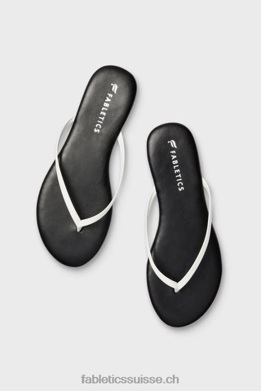 femmes sandale à enfiler B0B6R2936 blanc noir Fabletics