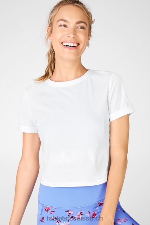 femmes T-shirt ajusté 100 % coton B0B6R2107 blanc Fabletics