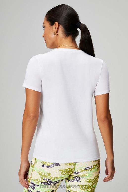 femmes T-shirt en jersey 100 % coton B0B6R1991 blanc classique/gris minéral Fabletics