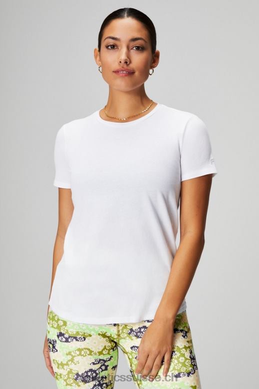 femmes T-shirt en jersey 100 % coton B0B6R1991 blanc classique/gris minéral Fabletics