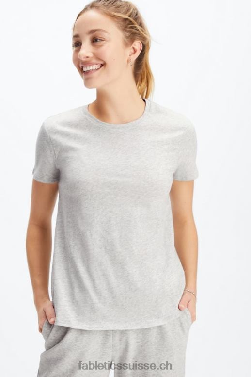 femmes T-shirt en jersey 100 % coton B0B6R1995 gris clair chiné Fabletics