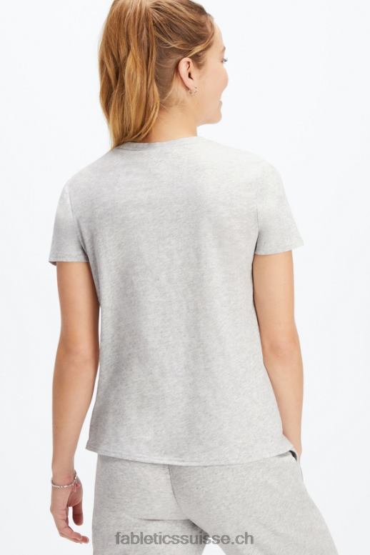 femmes T-shirt en jersey 100 % coton B0B6R1995 gris clair chiné Fabletics