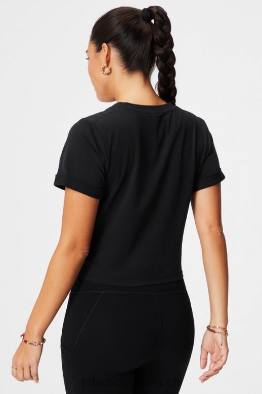femmes T-shirt à nœud torsadé 100 % coton B0B6R1944 noir Fabletics