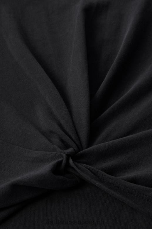 femmes T-shirt à nœud torsadé 100 % coton B0B6R1944 noir Fabletics
