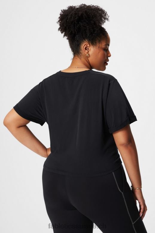 femmes T-shirt à nœud torsadé 100 % coton B0B6R1957 noir Fabletics