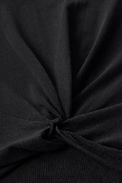 femmes T-shirt à nœud torsadé 100 % coton B0B6R1957 noir Fabletics