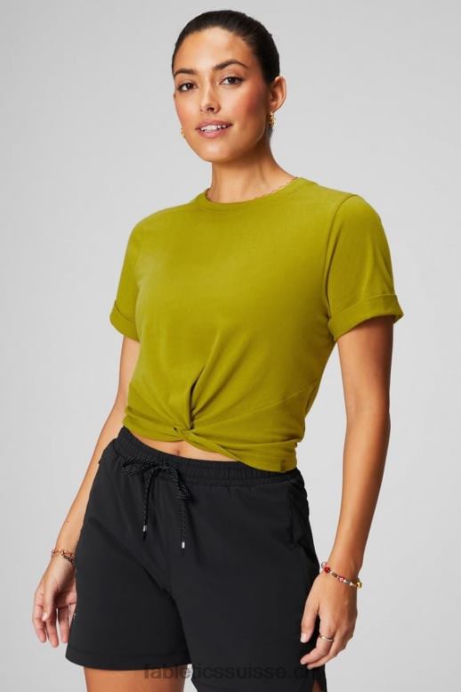 femmes T-shirt torsadé devant 100 % coton B0B6R1943 oliveraie Fabletics