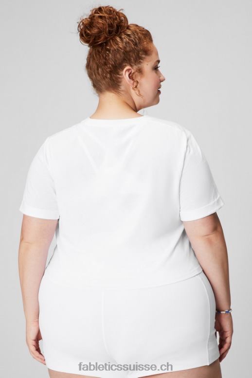 femmes T-shirt torsadé devant 100 % coton B0B6R1946 blanc classique Fabletics
