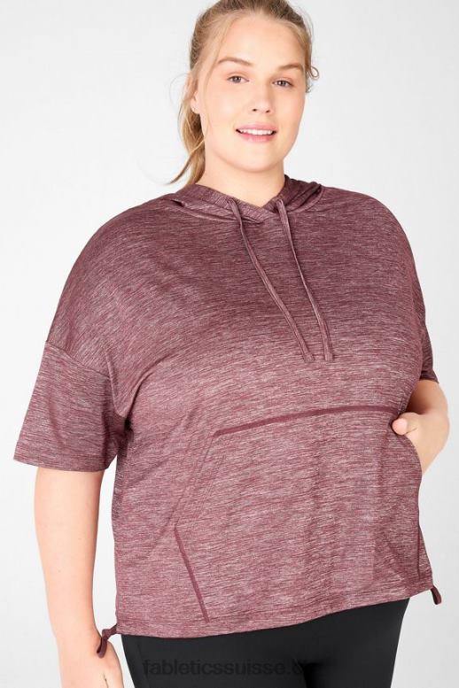 femmes bea sweat à capuche à manches courtes B0B6R2111 bruyère rouille Fabletics