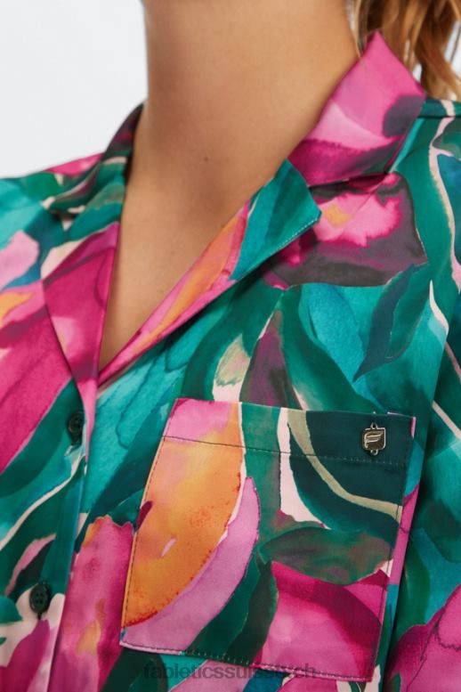 femmes bouton de veille vers le bas B0B6R2033 tulipes peintes Fabletics