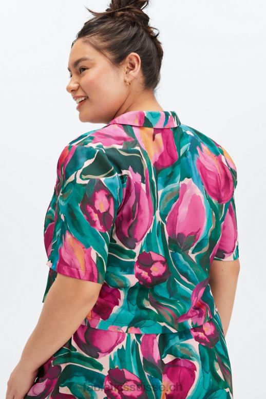 femmes bouton de veille vers le bas B0B6R2034 tulipes peintes Fabletics
