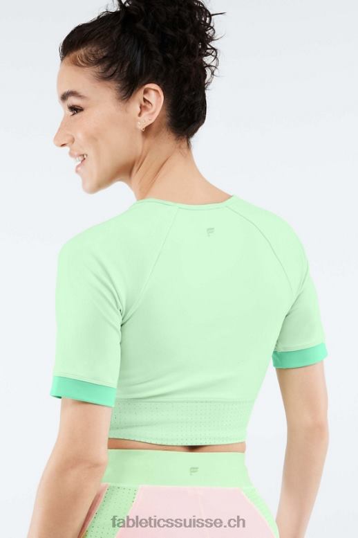 femmes haut court avah color block à manches coupées B0B6R2083 eau tropicale/aloès Fabletics