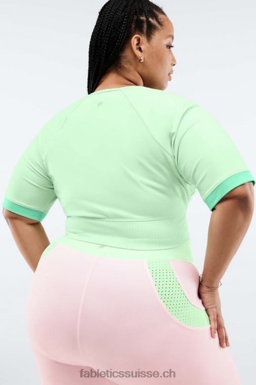 femmes haut court avah color block à manches coupées B0B6R2084 eau tropicale/aloès Fabletics
