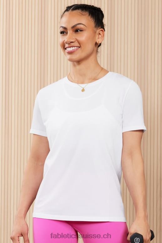 femmes haut à manches courtes en plumes B0B6R1950 blanc classique Fabletics