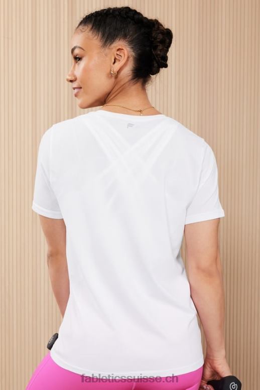 femmes haut à manches courtes en plumes B0B6R1950 blanc classique Fabletics