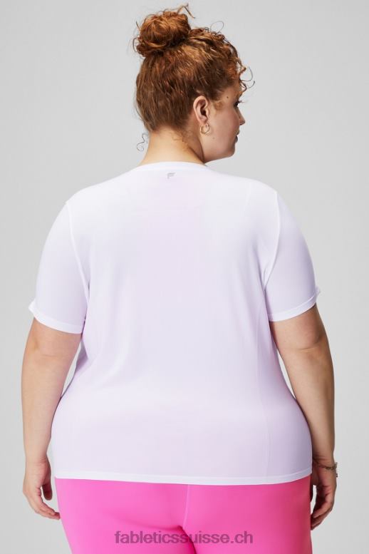femmes haut à manches courtes en plumes B0B6R1951 blanc classique Fabletics