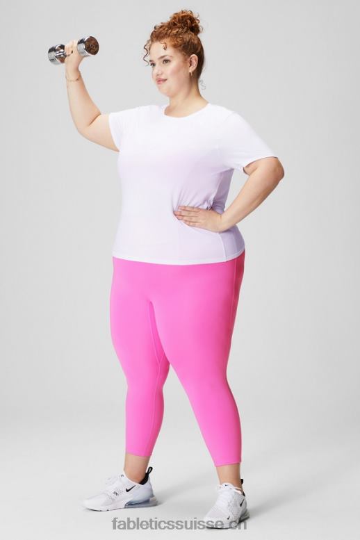 femmes haut à manches courtes en plumes B0B6R1951 blanc classique Fabletics