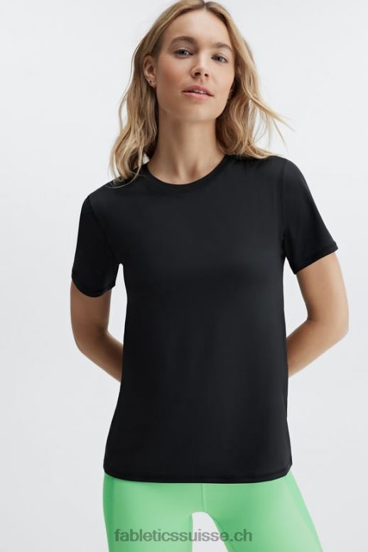 femmes haut à manches courtes phoenix lite B0B6R1975 noir Fabletics