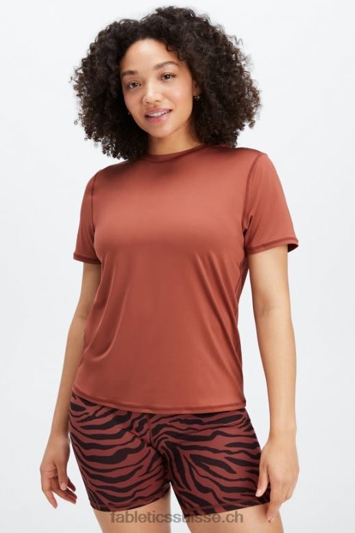 femmes haut à manches courtes phoenix lite B0B6R1979 acajou/acajou Fabletics