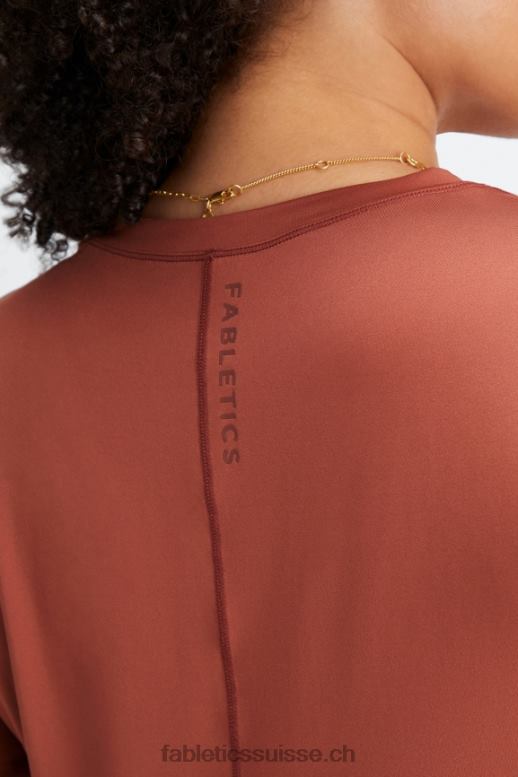femmes haut à manches courtes phoenix lite B0B6R1979 acajou/acajou Fabletics