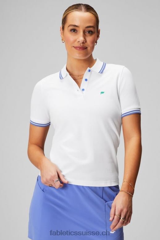 femmes polo classique en piqué à manches courtes B0B6R1964 punch classique blanc/pervenche Fabletics