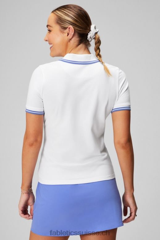 femmes polo classique en piqué à manches courtes B0B6R1964 punch classique blanc/pervenche Fabletics
