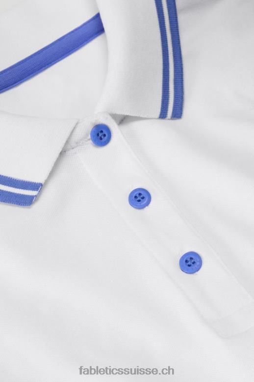 femmes polo classique en piqué à manches courtes B0B6R1964 punch classique blanc/pervenche Fabletics