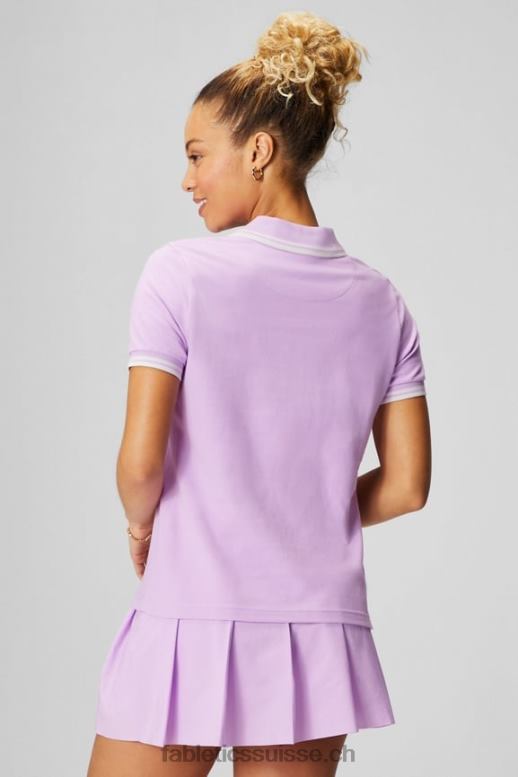 femmes polo classique en piqué à manches courtes B0B6R1965 violet cosmo/gris menthe Fabletics