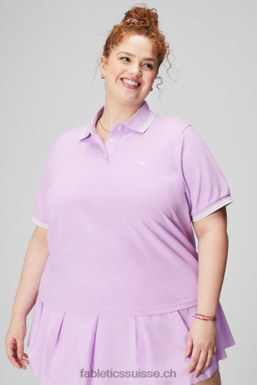 femmes polo classique en piqué à manches courtes B0B6R1966 violet cosmo/gris menthe Fabletics