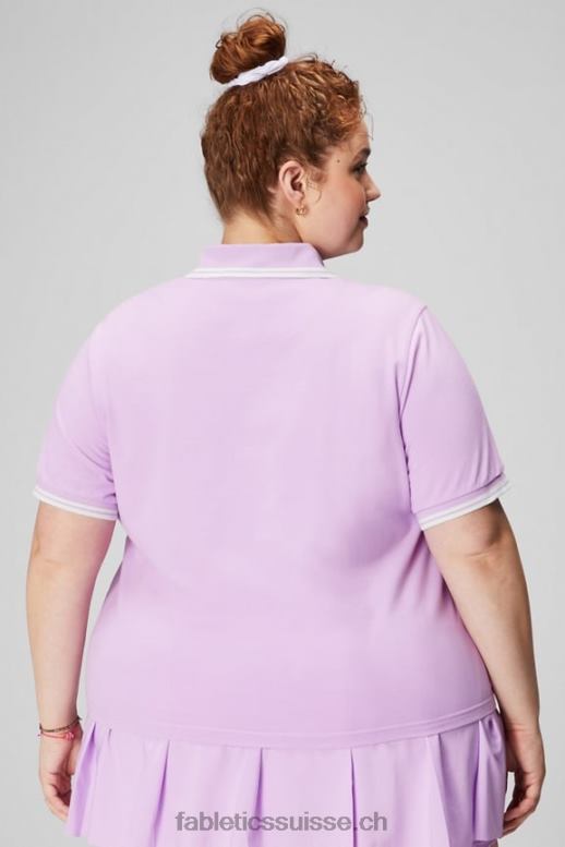 femmes polo classique en piqué à manches courtes B0B6R1966 violet cosmo/gris menthe Fabletics