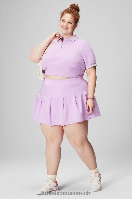 femmes polo classique en piqué à manches courtes B0B6R1966 violet cosmo/gris menthe Fabletics