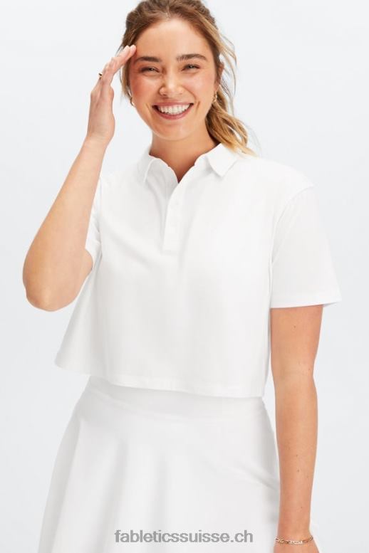 femmes polo de tennis universel à manches courtes B0B6R2004 blanc brillant Fabletics